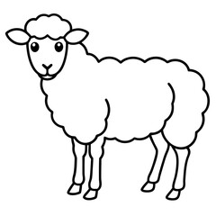 Cute Silhouette of a Sheep line art vector cartoon illustration