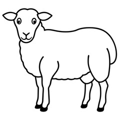 Fototapeta premium Cute Silhouette of a Sheep line art vector cartoon illustration