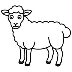Cute Silhouette of a Sheep line art vector cartoon illustration