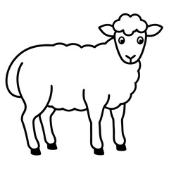 Cute Silhouette of a Sheep line art vector cartoon illustration