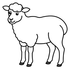 Cute Silhouette of a Sheep line art vector cartoon illustration