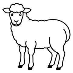 Cute Silhouette of a Sheep line art vector cartoon illustration