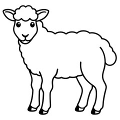 Cute Silhouette of a Sheep line art vector cartoon illustration