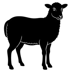 Cute Silhouette of a Sheep line art vector cartoon illustration