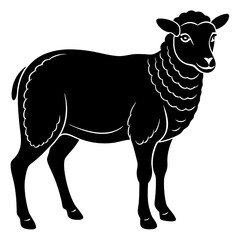 Cute Silhouette of a Sheep line art vector cartoon illustration