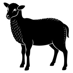Cute Silhouette of a Sheep line art vector cartoon illustration