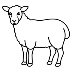 Cute Silhouette of a Sheep line art vector cartoon illustration