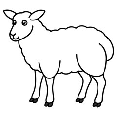 Cute Silhouette of a Sheep line art vector cartoon illustration