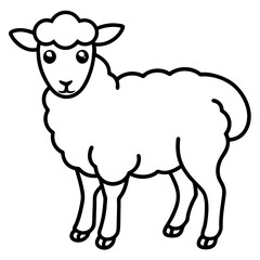 Cute Silhouette of a Sheep line art vector cartoon illustration