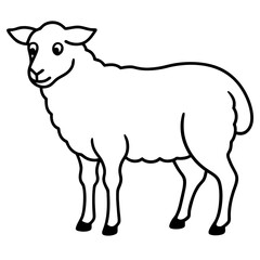 Cute Silhouette of a Sheep line art vector cartoon illustration