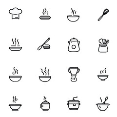 Minimalist Food and Cooking Icon Set Vector Illustration