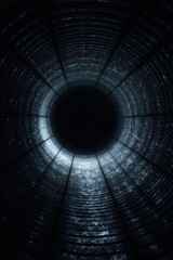 Fototapeta premium Abstract Cylindrical Structure with Glimmering Interior, Revealing a Deep, Dark Center