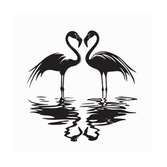 Two Flamingos Forming a Heart Shape image vector isolated on white background.