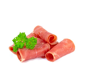 Puten-Schinken, luftgetrocknet, vor weißem Hintergrund