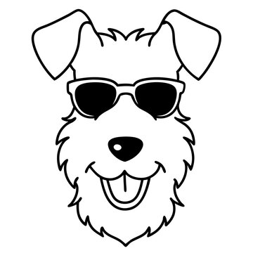recommend clip art: Funny airedale terrier dog head vector art 