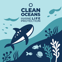 Ocean Conservation Poster with Aquatic Motif