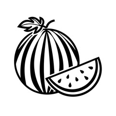 Watermelon Outline Vector Design illustration.
