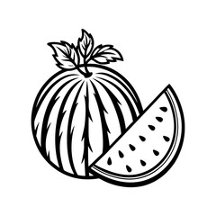 Watermelon Outline Vector Design illustration.