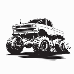 Monster Trucks Vector Art. Illustration of a Monster Truck image vector isolated on white background. © Istianah