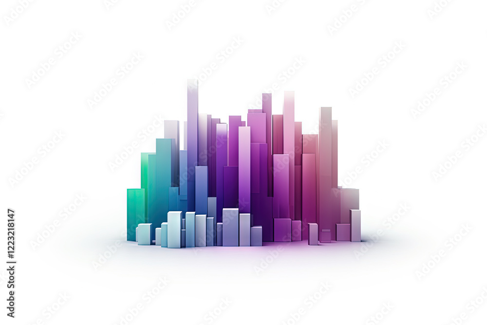 Aufkleber 3D business graph with organized bars and information blocks. Abstract infographic element. Business growth and development to success concepts