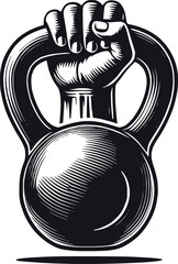 Minimalist Black and White Kettlebell Silhouette Vector Art Illustration for Fitness and Gym Design