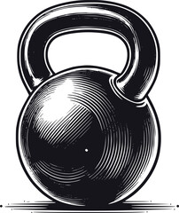 Minimalist Black and White Kettlebell Silhouette Vector Art Illustration for Fitness and Gym Design