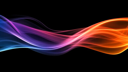 Colorful abstract smoke trails flowing on black background