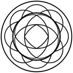 Fototapeta premium An abstract circular logo in line art style, showcasing overlapping shapes and clean lines to create a contemporary and versatile design