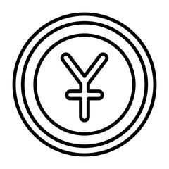 Chinese Yuan Outline Style Icon Design