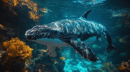 Fototapeta premium whale in the aquarium 