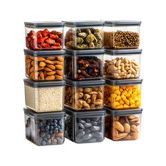 Stackable Airtight Storage Containers for Pantry Organization Isolated on Transparent Background