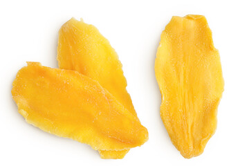 dried mango isolated on white background. Top view. Flat lay