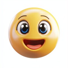 Fototapeta premium 3D icon cartoon happy smiling emoji with bright eyes, isolated on a white background 