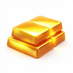 3D icon cartoon golden brick glowing brightly, isolated on a white background 