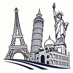 Architectural Landmarks in Fine Line Art