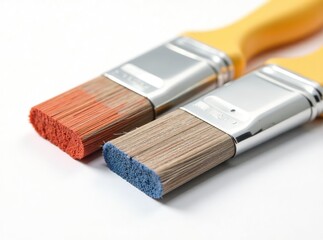 Two Paint Brushes on White Background - High Detail