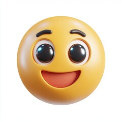 Fototapeta premium 3D icon cartoon happy smiling emoji with bright eyes, isolated on a white background 