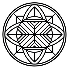 Fototapeta premium An abstract circular logo in line art style, showcasing overlapping shapes and clean lines to create a contemporary and versatile design