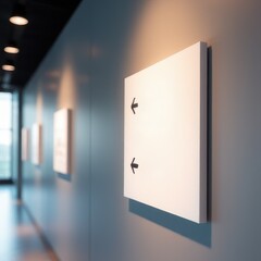 A sleek and modern indoor wayfinding signs mockup with clear, visible signs, perfect for design projects focused on signage and navigation.
