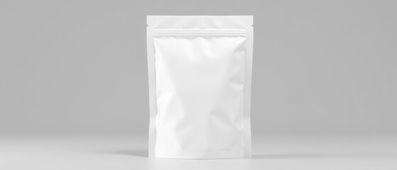 Glossy White Foil Food Packaging on Gray, High-Quality Studio Shot
