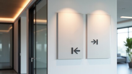 A stylish indoor wayfinding signs mockup featuring clear signage, ideal for designing wayfinding solutions for modern office spaces.