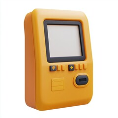 3D icon cartoon metro ticket machine with touch screen, isolated on a white background 