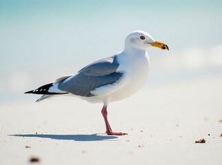 Obraz premium Florida Beach Landing Gull - Stunning Aerial View