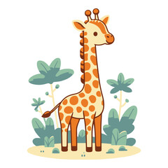 Fototapeta premium Cute Giraffe Cartoon Set