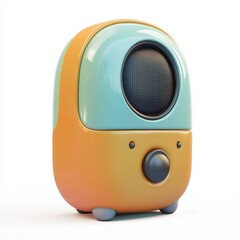 Fototapeta premium 3D icon cartoon modern Bluetooth speaker, isolated on a white background
