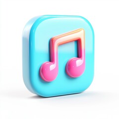 3D icon cartoon music streaming app icon, isolated on a white background