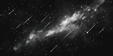 A Monochrome Galaxy Painting With Shooting Stars