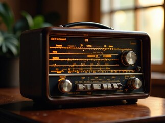 Fototapeta premium Antique Indonesian Tube Radio - SW MW Frequencies