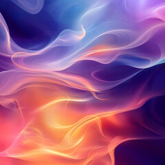 Obraz premium A vivid abstract composition of soft, flowing waves in bright gradient hues of purple, pink, blue, and orange. Smooth textures and layered curves create a dynamic, vibrant design.