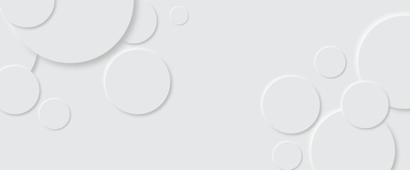 Abstract grey geometric overlapping circle background Neomorphs style. Presentation slide template. Vector circles design Object web Round shape clean modern poster, banner background Vector